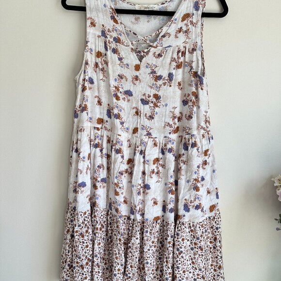 Rewind Fall Floral Feminine Sleeveless Boho Dress - Picture 1 of 6